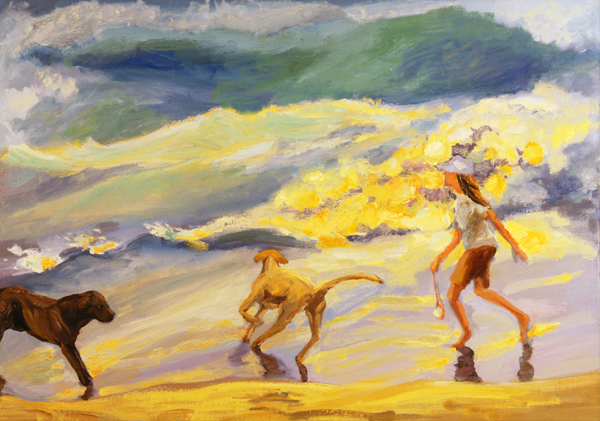 girl with dogs
