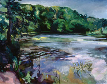 Here ’ s <i>Oxbow Lagoon,</i> an oil painting completed during my artist's residency at Oxbow, an art school in Saugatuck, Michigan.